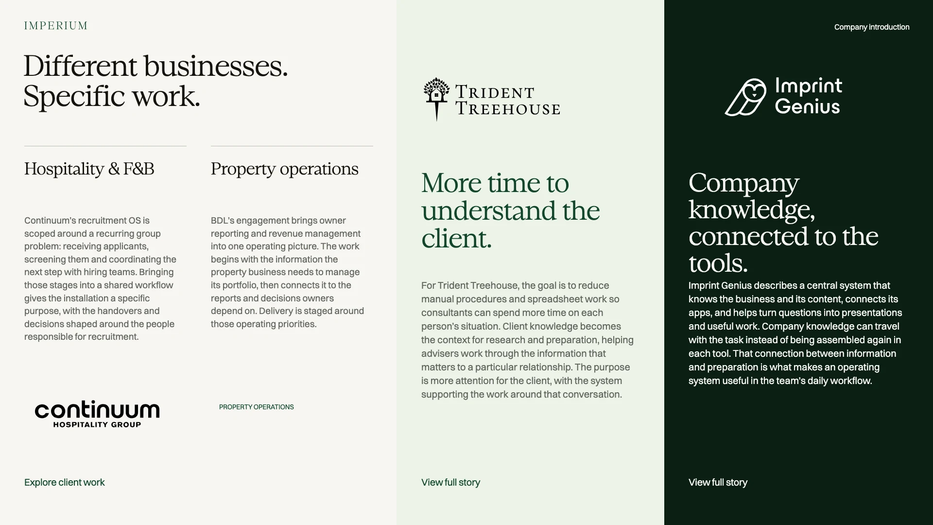 Slide 6: Different businesses. Specific work.