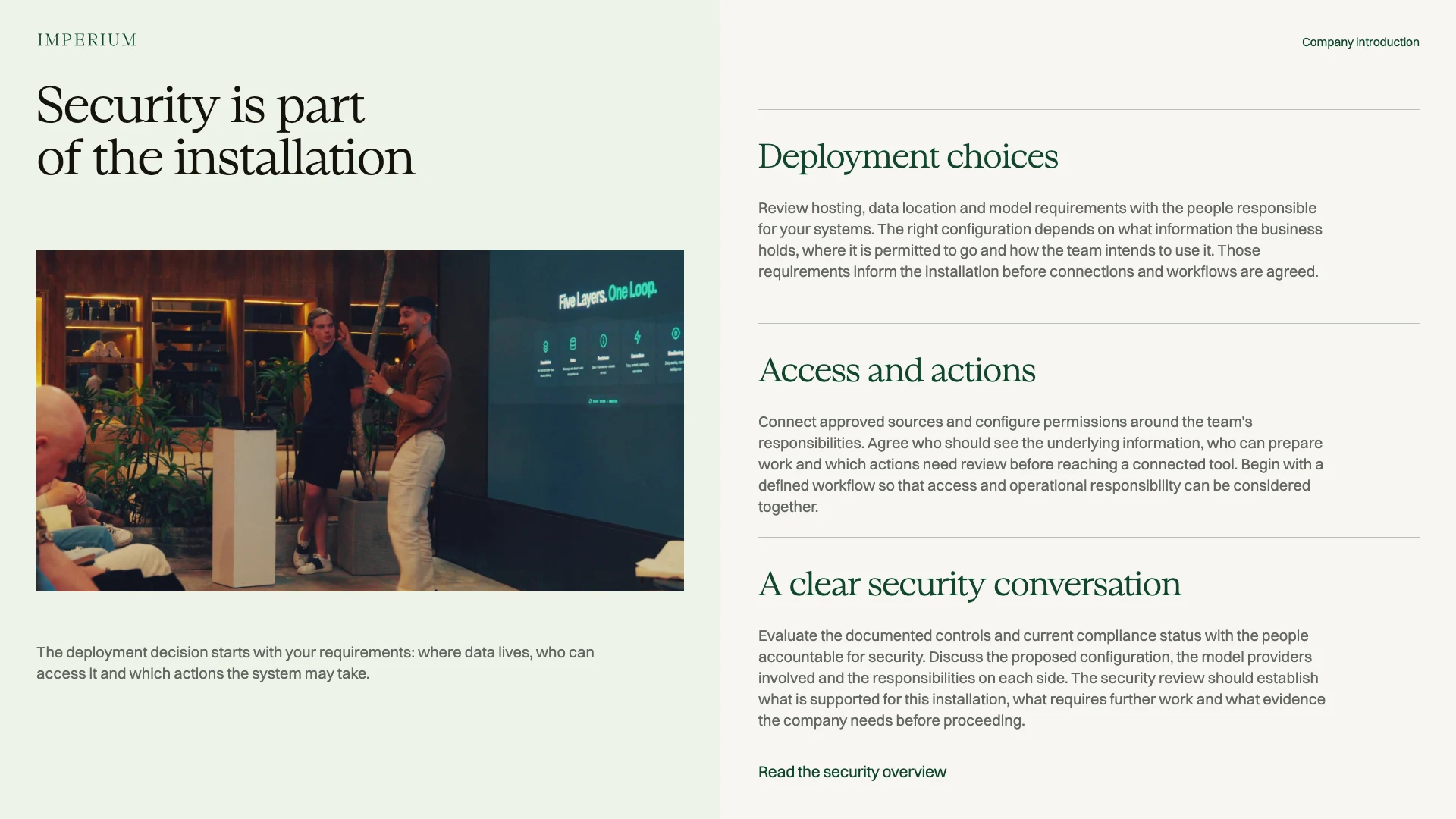Slide 30: Security is part of the installation