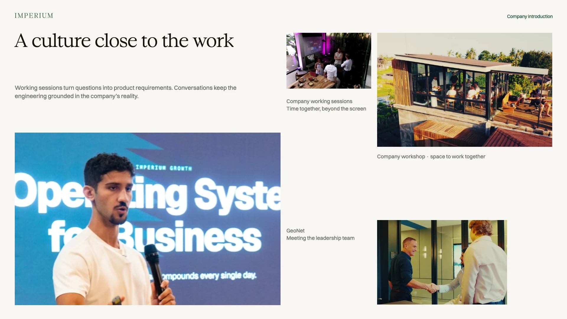 Slide 32: A culture close to the work